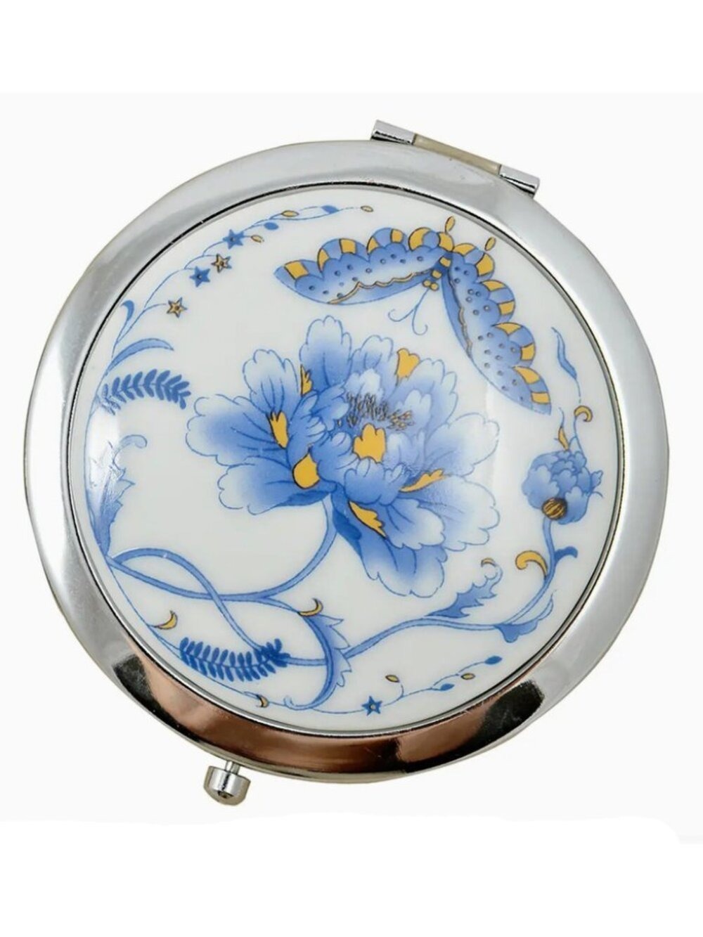 Porcelain Compact Mirrors - Blue flowers & butterfly